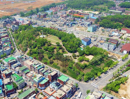 하늘에서 내려다 본 원곡공원. ⓒ박종태